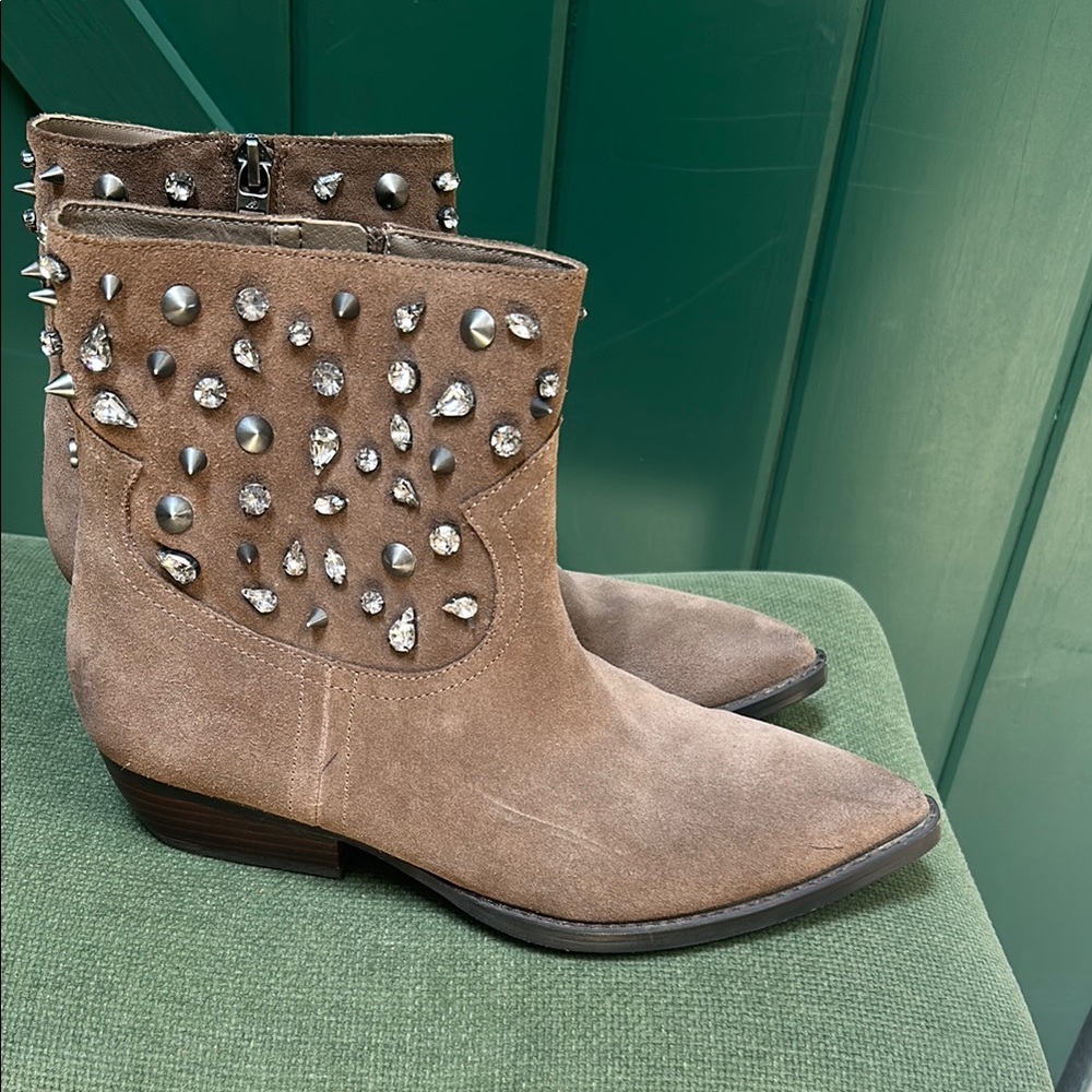 Sam Edelman Tan Ankle Booties with Studded Design